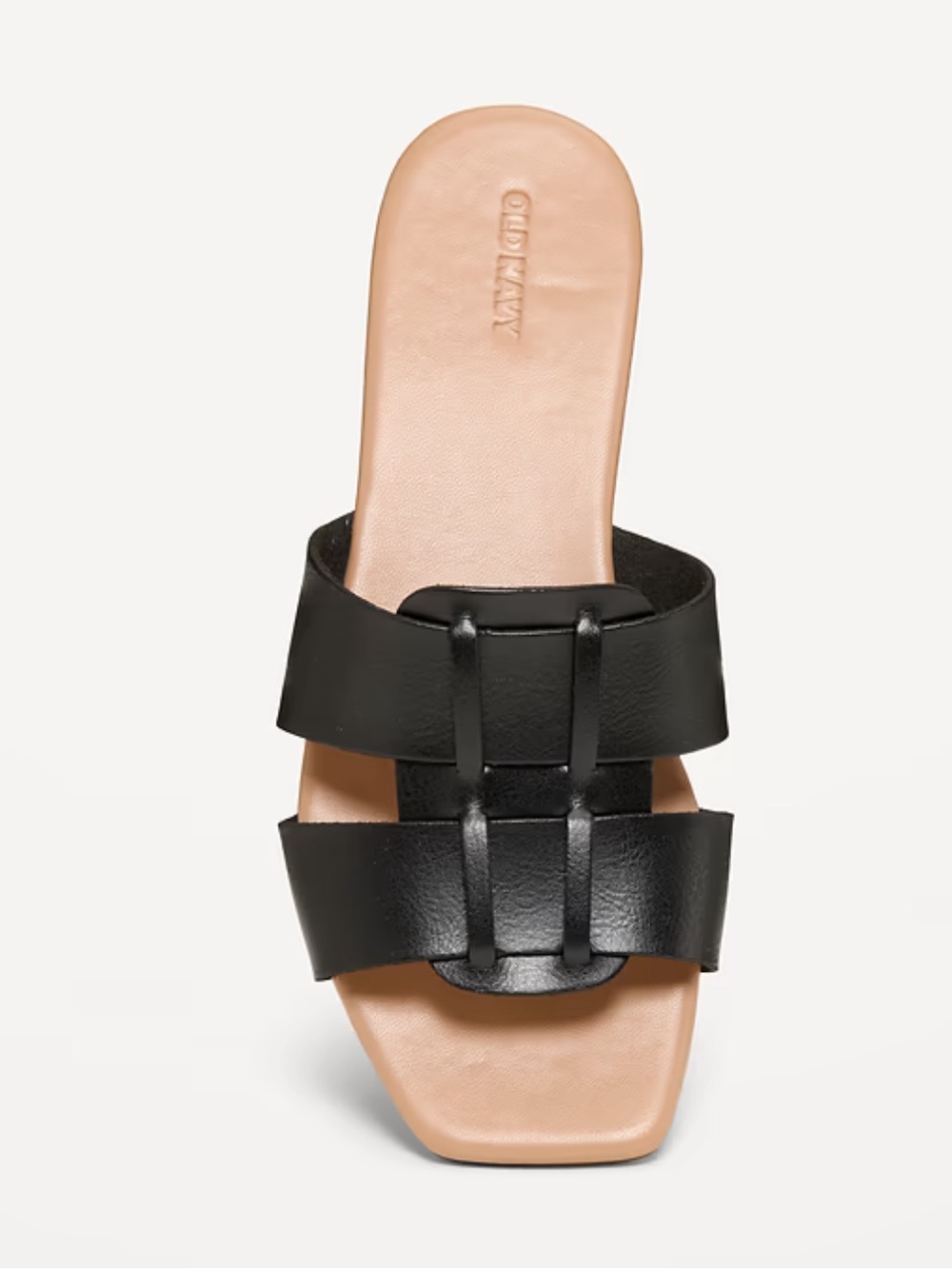 Old Navy Black Double-Strap Faux Leather Slide with Tan Footbed